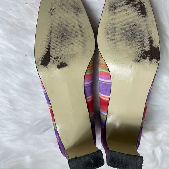 Coup D’etat Multi color 3” slip on fabric shoes square toe size11M - Picture 7 of 11